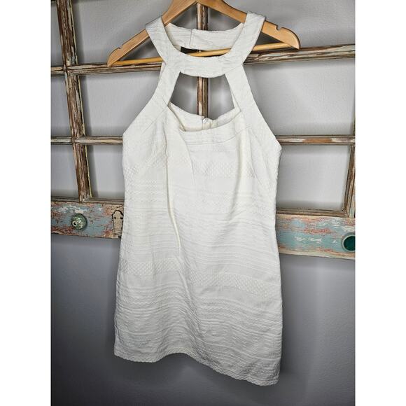 Vintage Milly New York Cream lined Shift Dress With Embossing Ladies size 10 - Picture 1 of 11